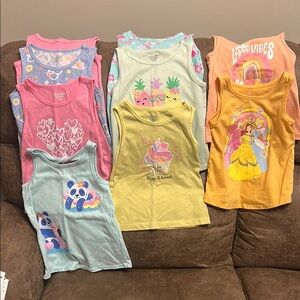 9 Colorful Kids' Graphic Tank Tops Set